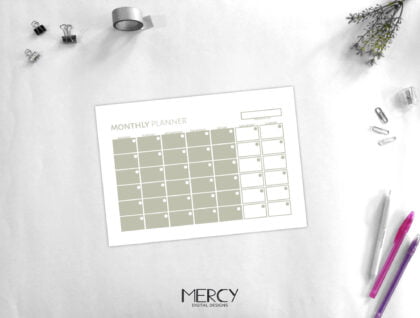 A Monthly Planner Printable Pastel Set Mercy Digital Designs