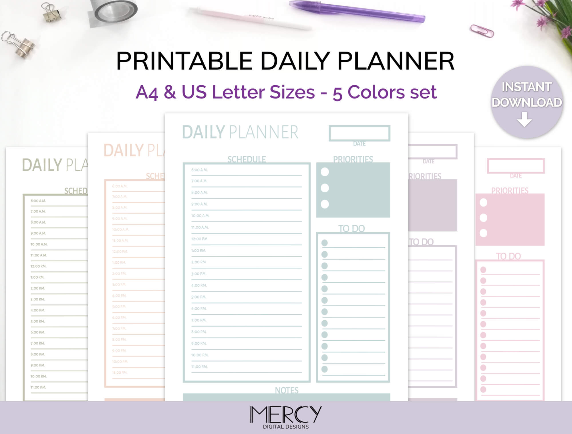 Planning Pad, 8.5 x 11, Weekly To-Do List & Planner, Pastel