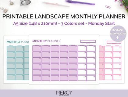 A5 Cute Monthly Planner Printable