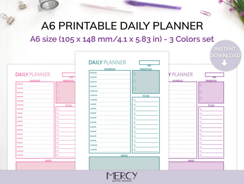 A6 Cute Daily Planner Printable