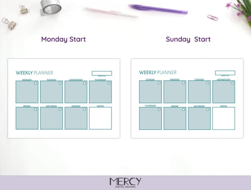 A6 Cute Weekly Planner Monday Sunday
