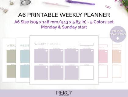 A6 Pastel Weekly Planner