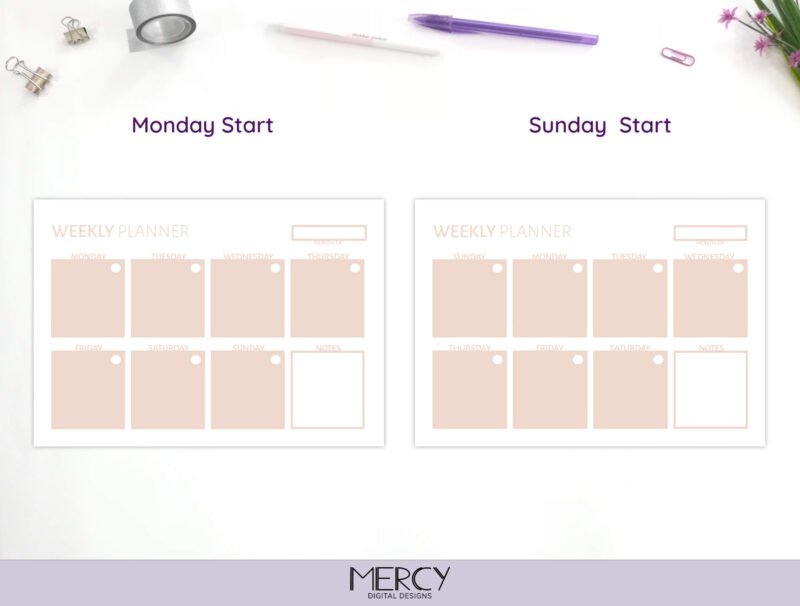 A6 Pastel Weekly Planner Monday Sunday