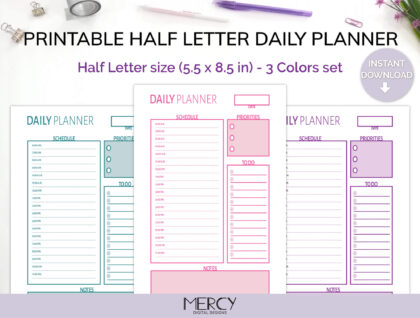 Half Cute Daily Planner Printable