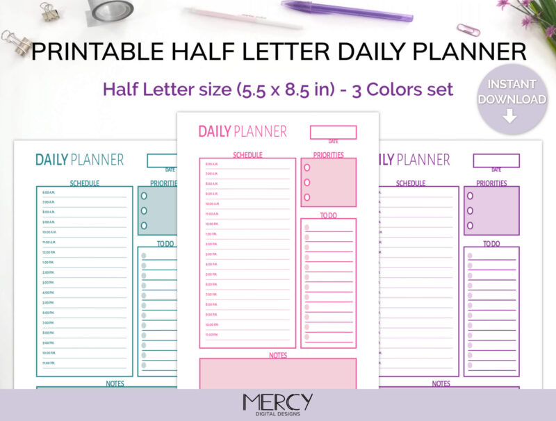 Half Cute Daily Planner Printable