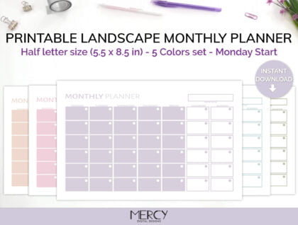 Half Pastel Monthly Planner