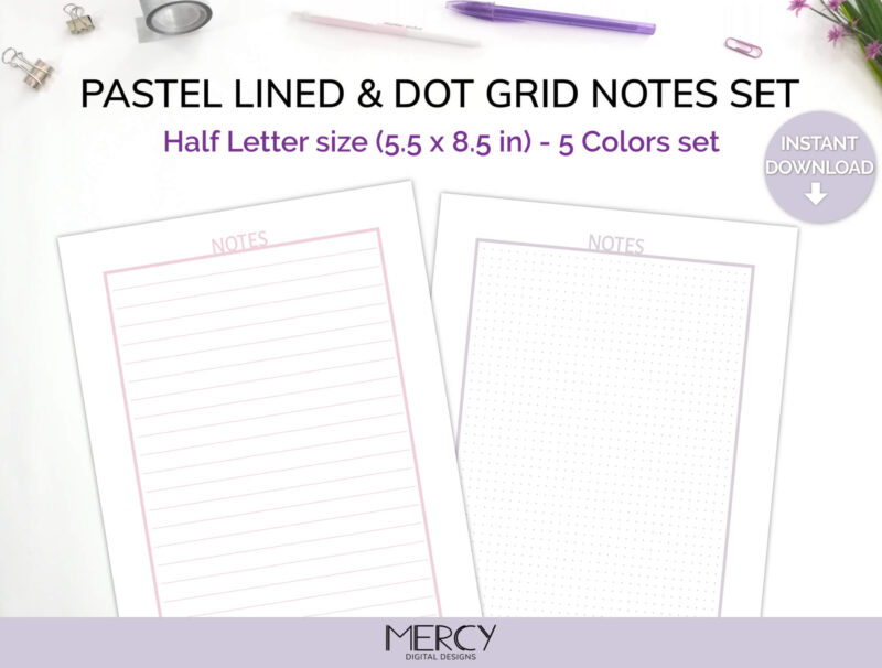 Half Pastel Notes Printable
