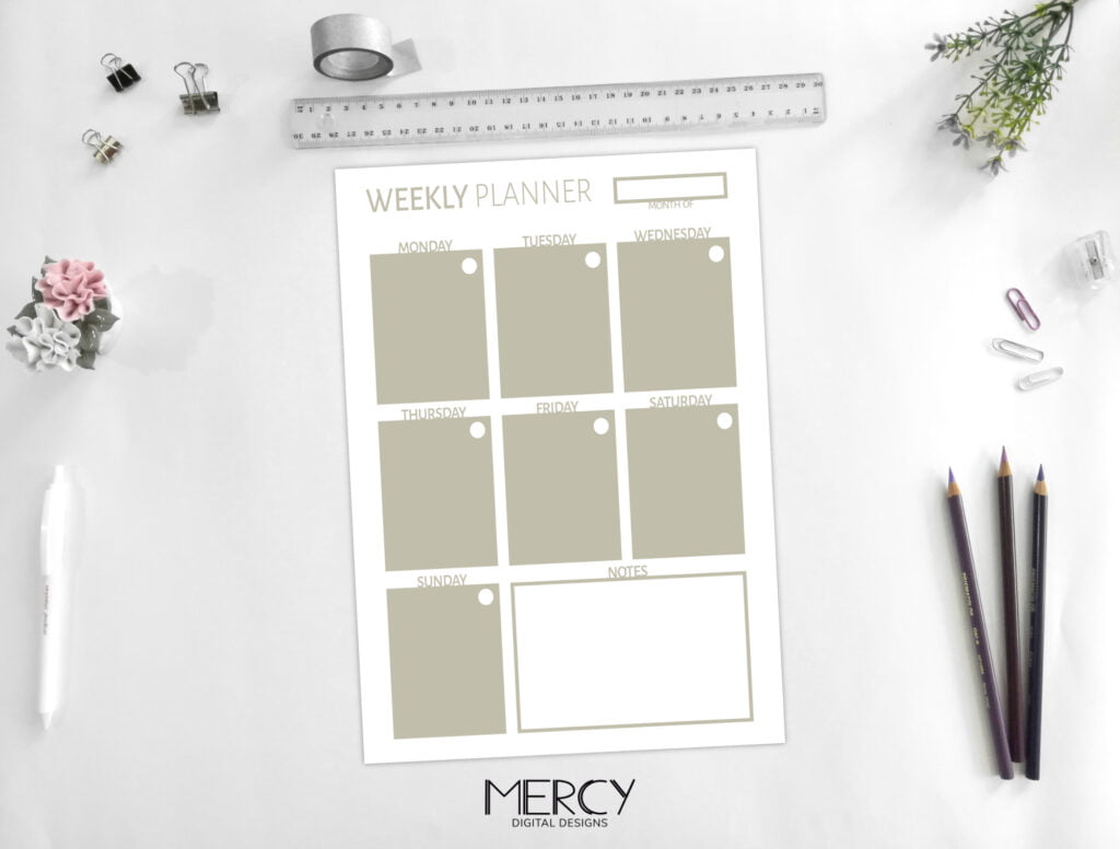 A5 Vertical Weekly Planner Printable Pastel • Mercy Digital Designs