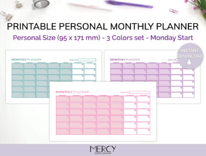 Personal Cute Monthly Planner Printable
