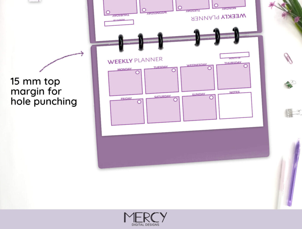 Printable Personal Weekly Planner Cute • Mercy Digital Designs