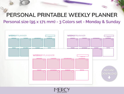 Personal Cute Weekly Planner Printable