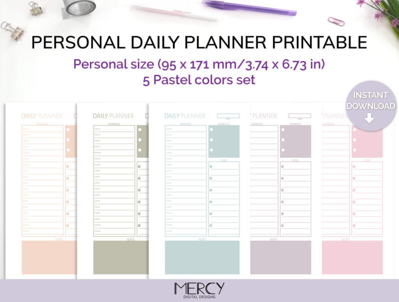 Personal Pastel Daily Planner