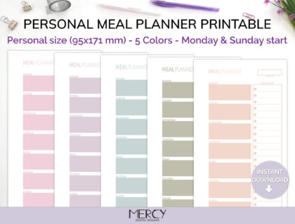 Personal Pastel Meal Planner Printable