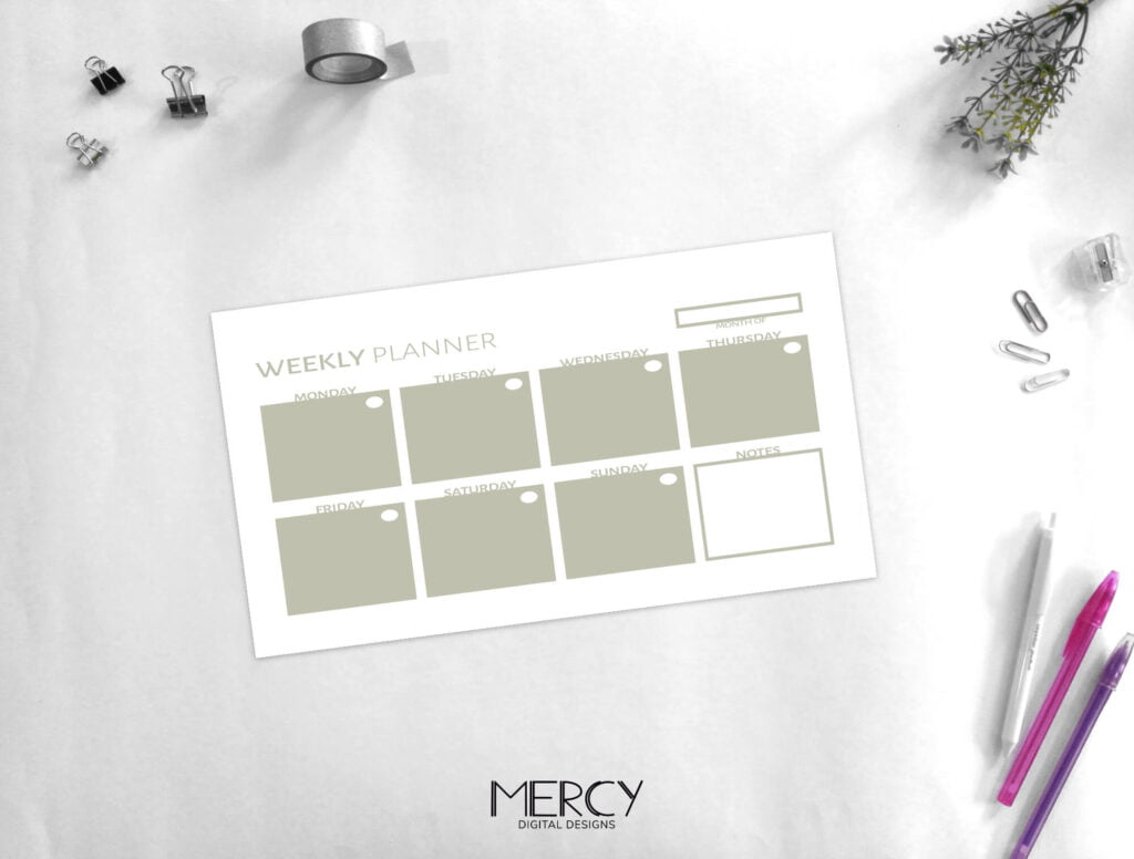 Personal Weekly Planner Printable Pastel • Mercy Digital Designs