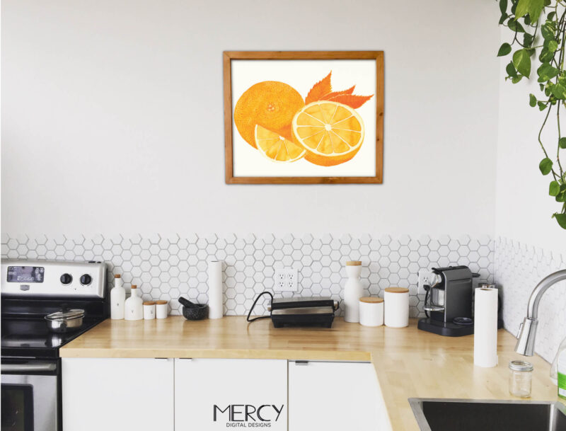 Watercolor Orange Fruit Kitchen Art Print