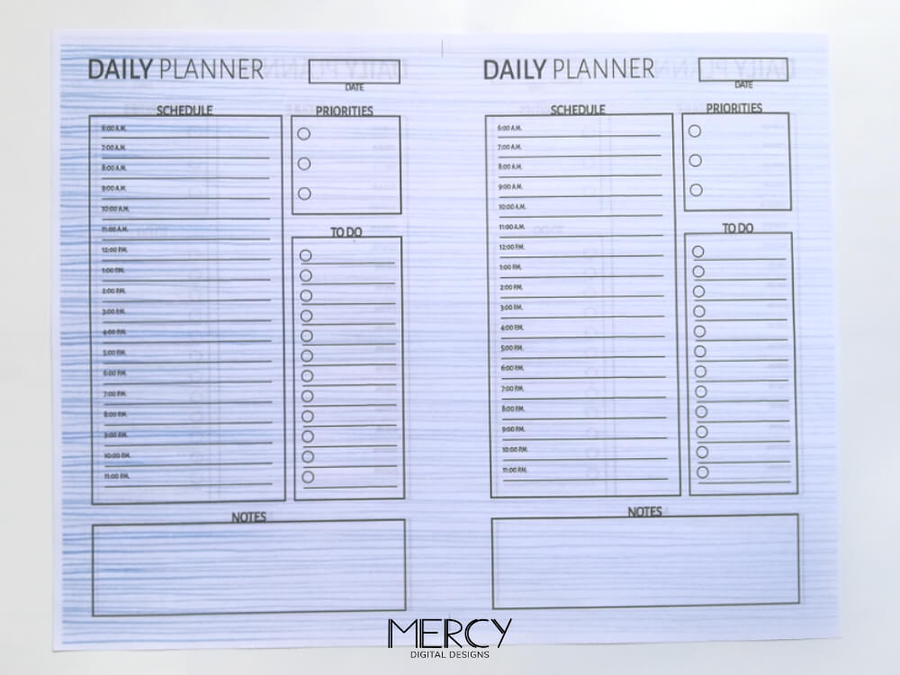 Printed planner on scrapbook paper