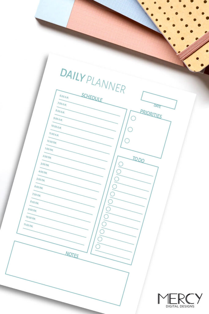 Free Printable Daily Hourly Planner Blue