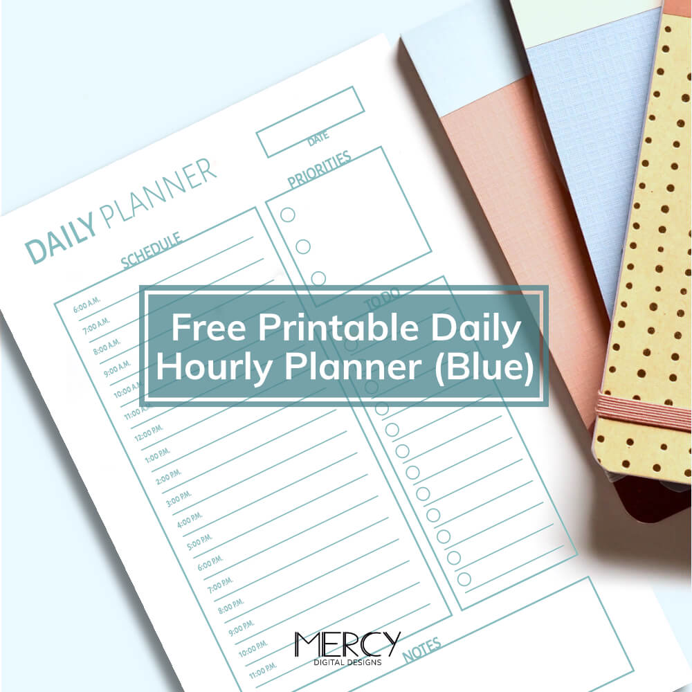 Free Printable Daily Hourly Planner (Blue)