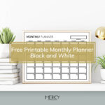 Black and White Monthly Planner Printable Free • Mercy Digital Designs