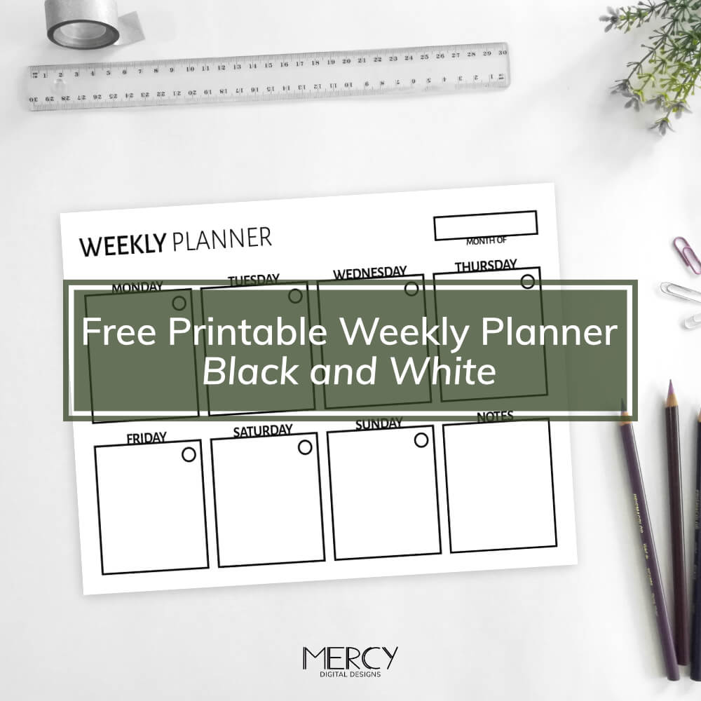 Free Weekly Planner Printable Black and White