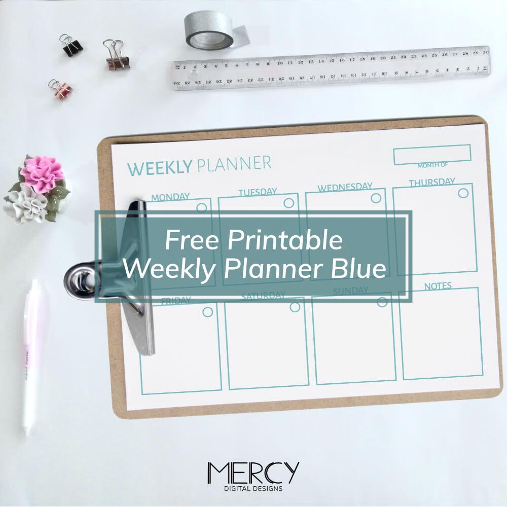 Printable Weekly Planner Blue Free