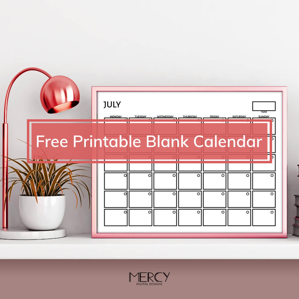 Free Printable Blank Calendar Black and White