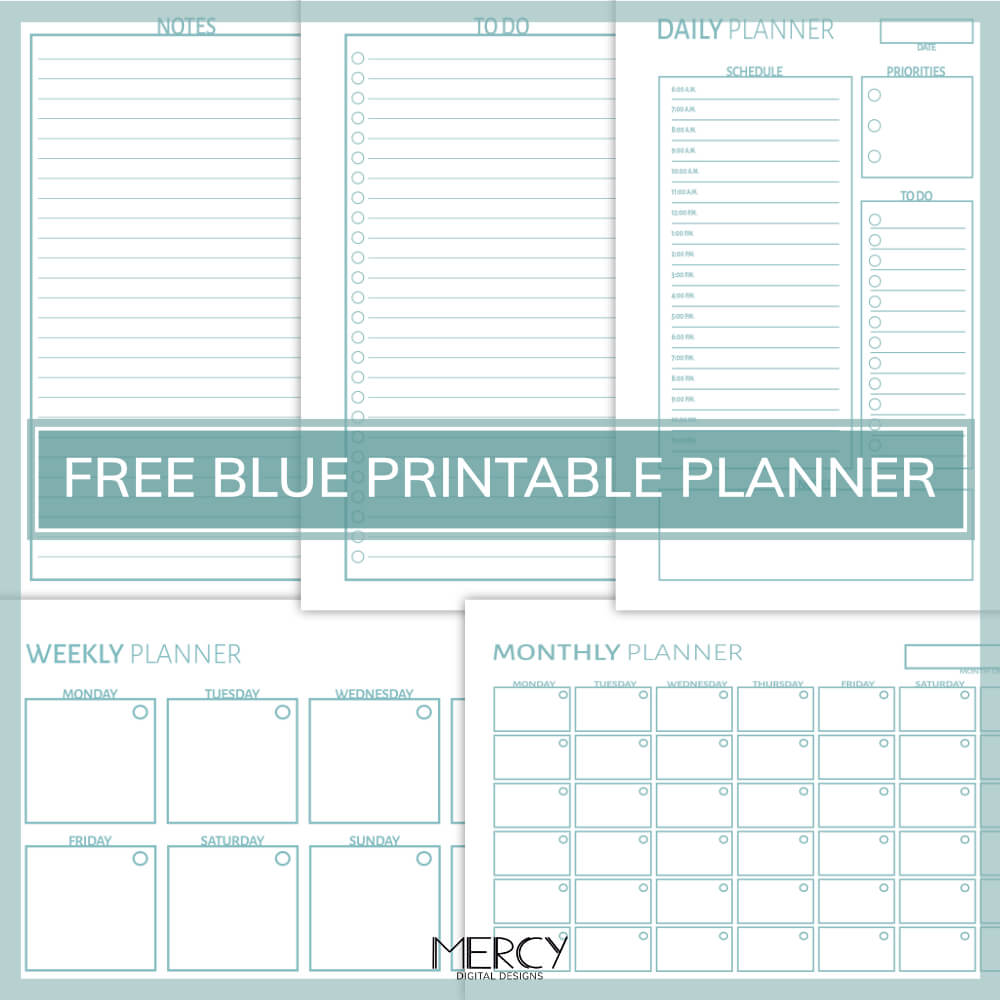 free blue printable planner