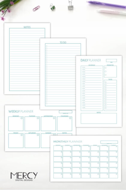 Free Blue Printable Planner • Mercy Digital Designs