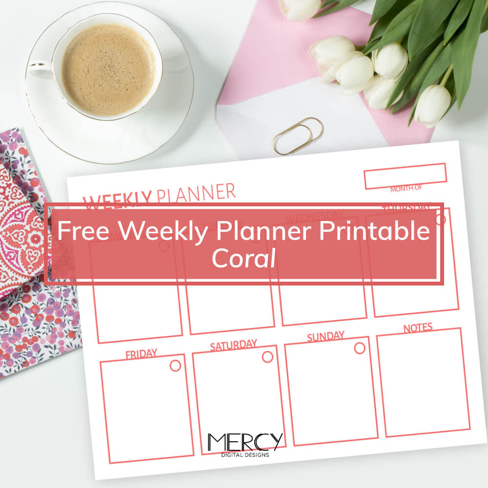 Free Weekly Planner Printable Coral