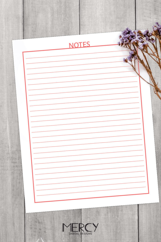 Free Printable Notes Paper - Coral