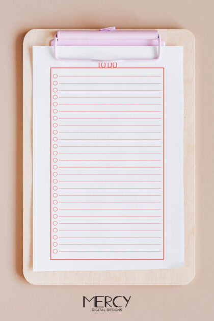 Free To Do List Printable in Coral color • Mercy Digital Designs