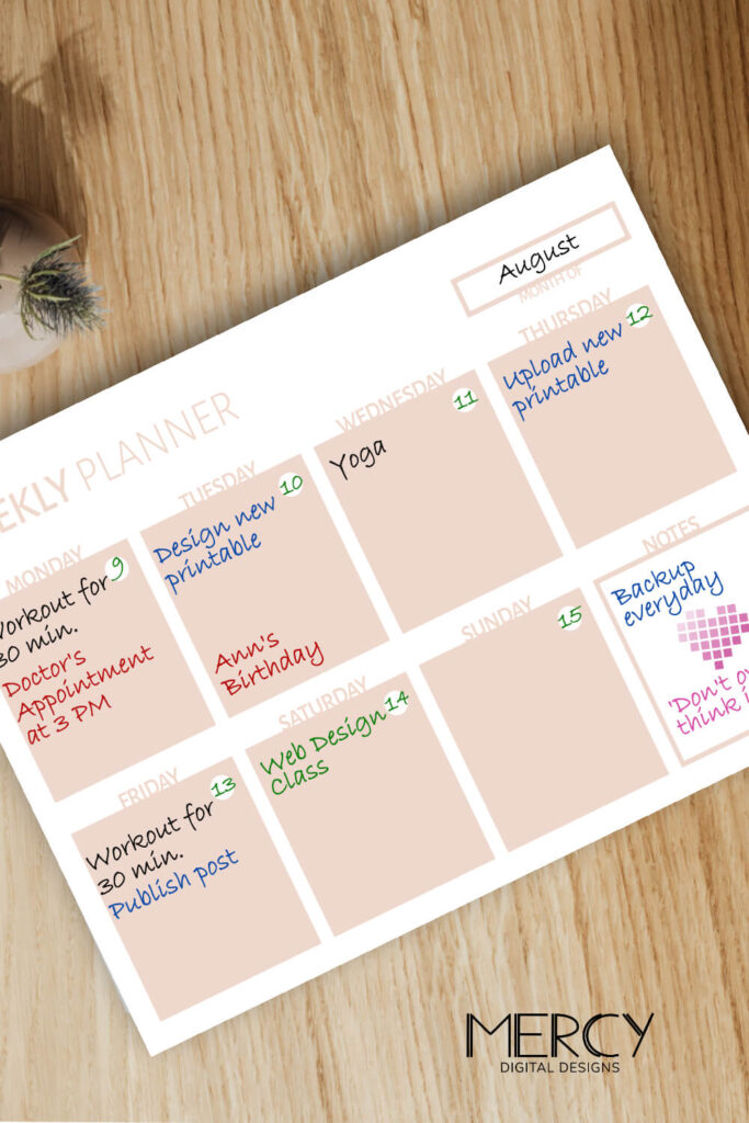 How to use a weekly planner