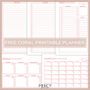 Free Coral Printable Planner • Mercy Digital Designs