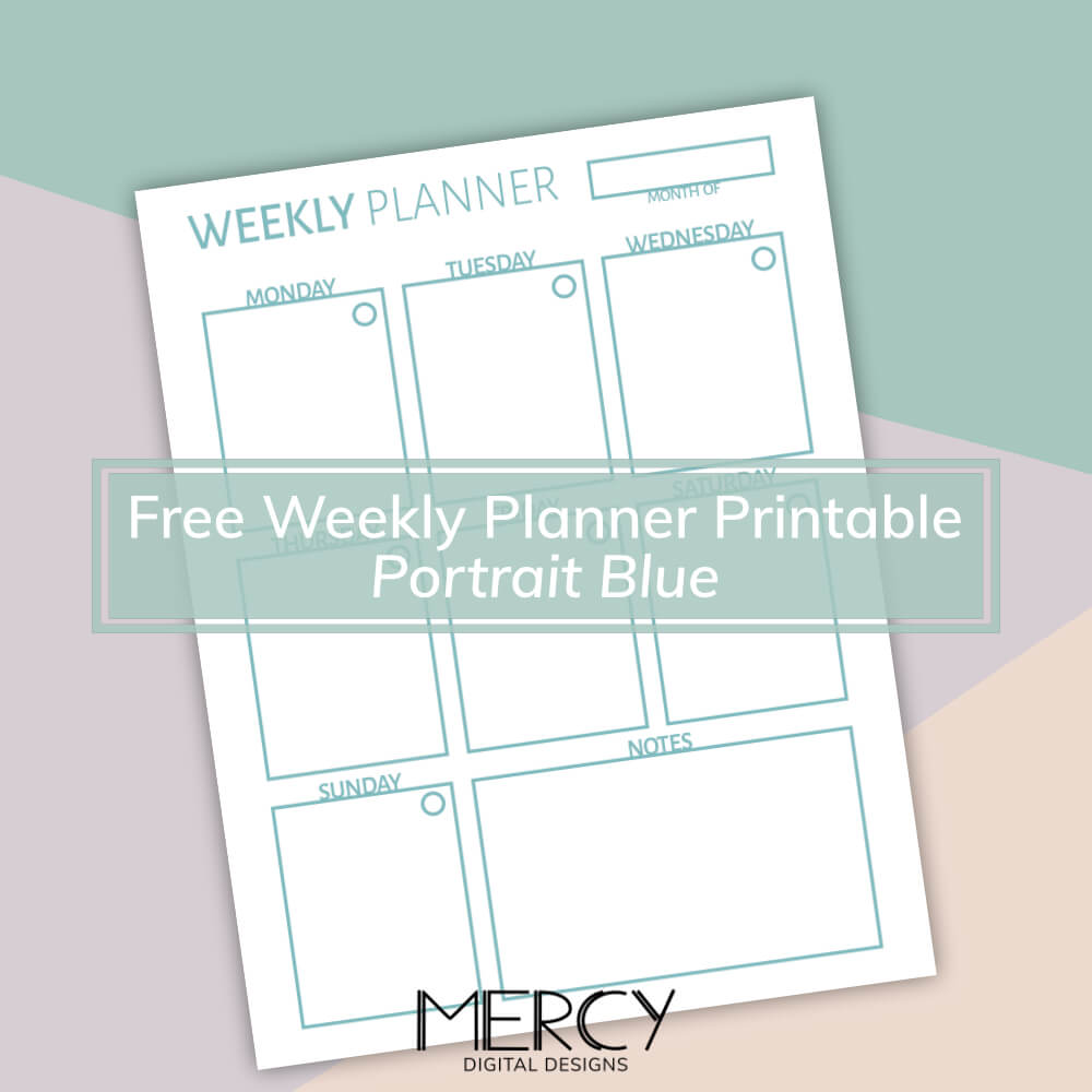 Free Printable Weekly Planner Vertical in Cute Blue