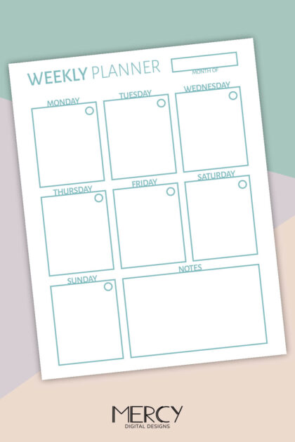 Free Printable Weekly Planner Vertical in Cute Blue • MDD