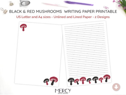 A4 Letter Cute Mushrooms Writing Paper
