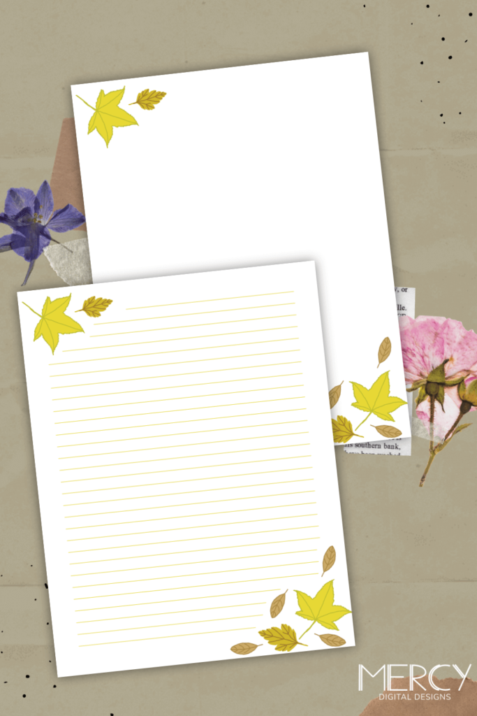 Free Printable Autumn Writing Paper Leaves