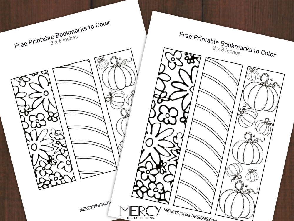 Free Printable Bookmarks to Color 2x6 2x8 inches
