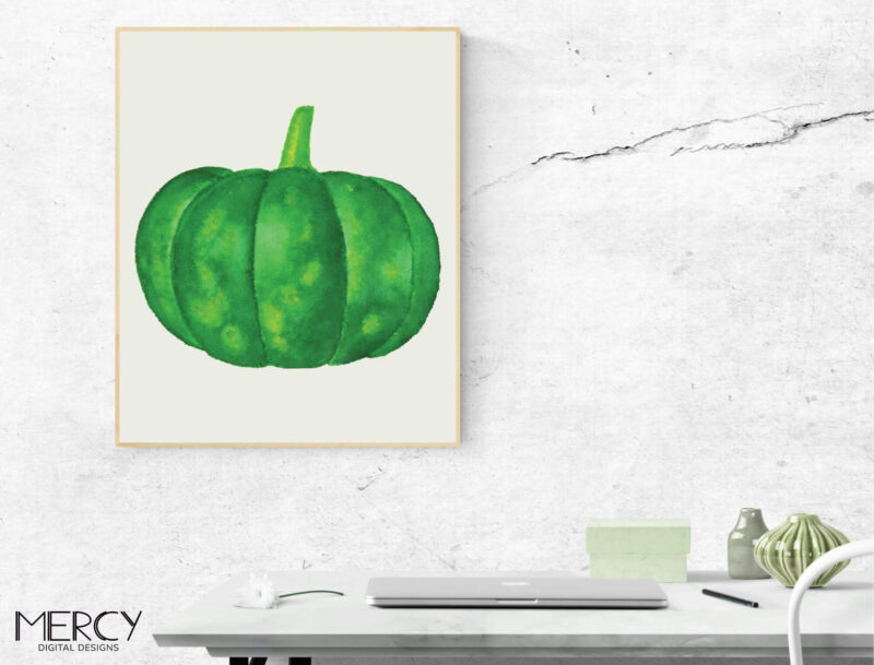 Green Pumpkin Printable Wall Art Home Office