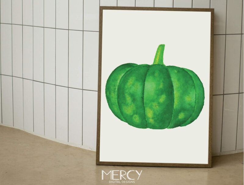 Green Pumpkin Printable Wall Art Decor