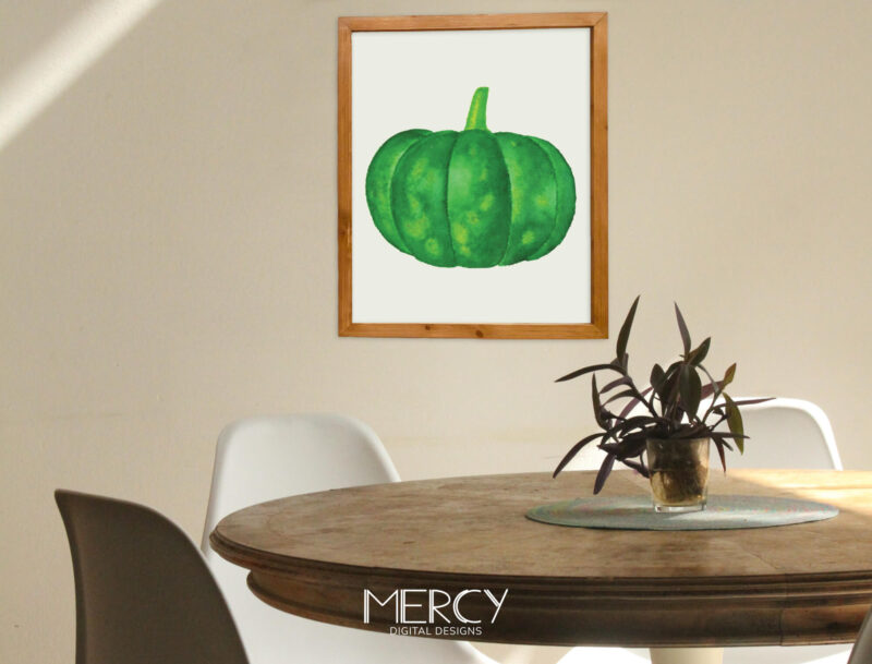 Green Pumpkin Printable Wall Art Dining Room