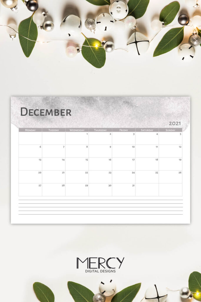 December 2021 Calendar Printable - Free