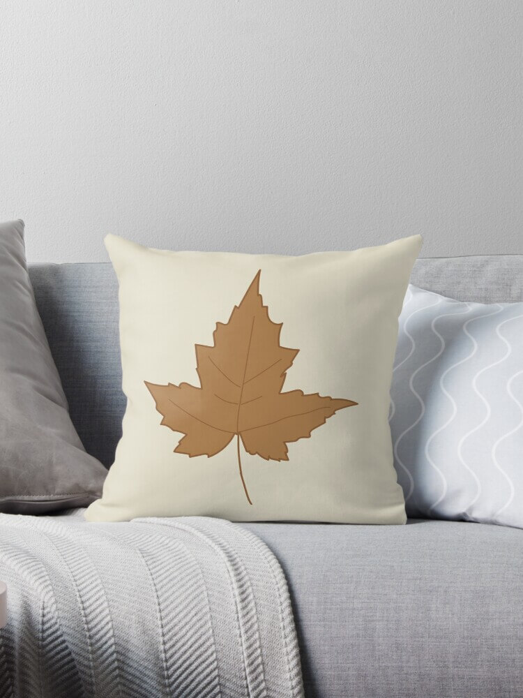 brown fall leaf throw-pillow