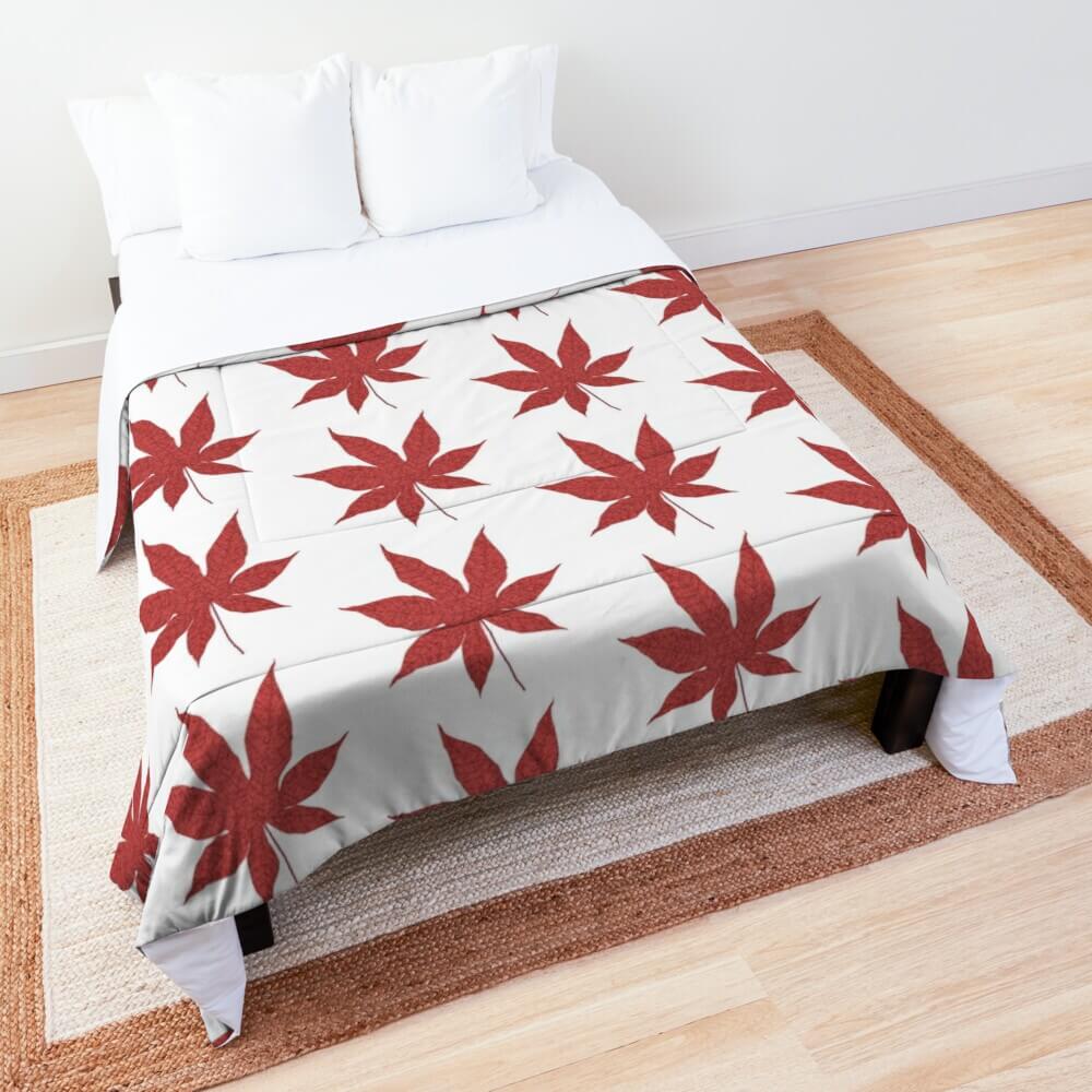 Red Fall Leaves Comforter