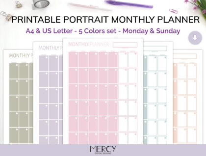 Pastel Portrait Monthly Planner