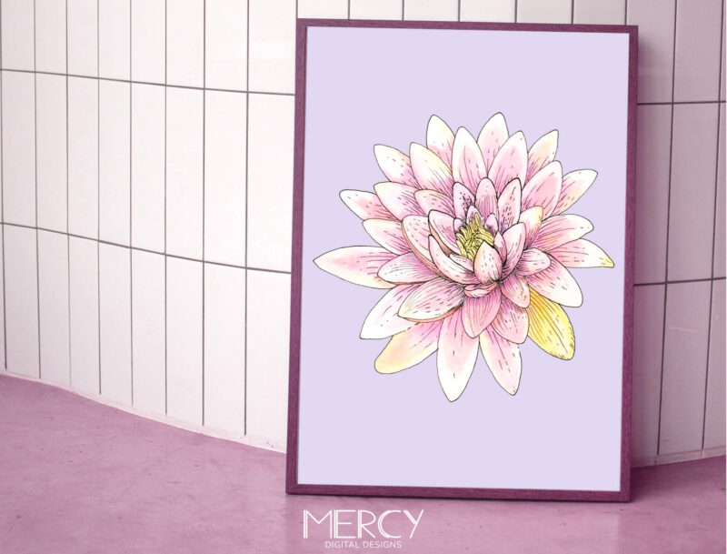 Pink Lotus Flower Digital Art Print
