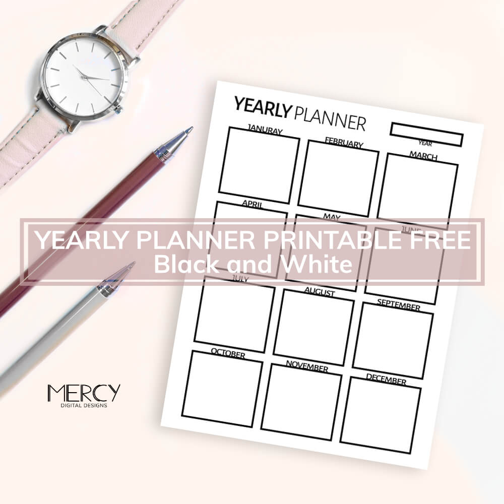 Yearly Planner Printable Free Black and White