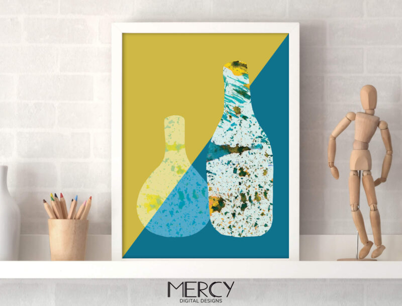 Abstract Wine Bottles Painting