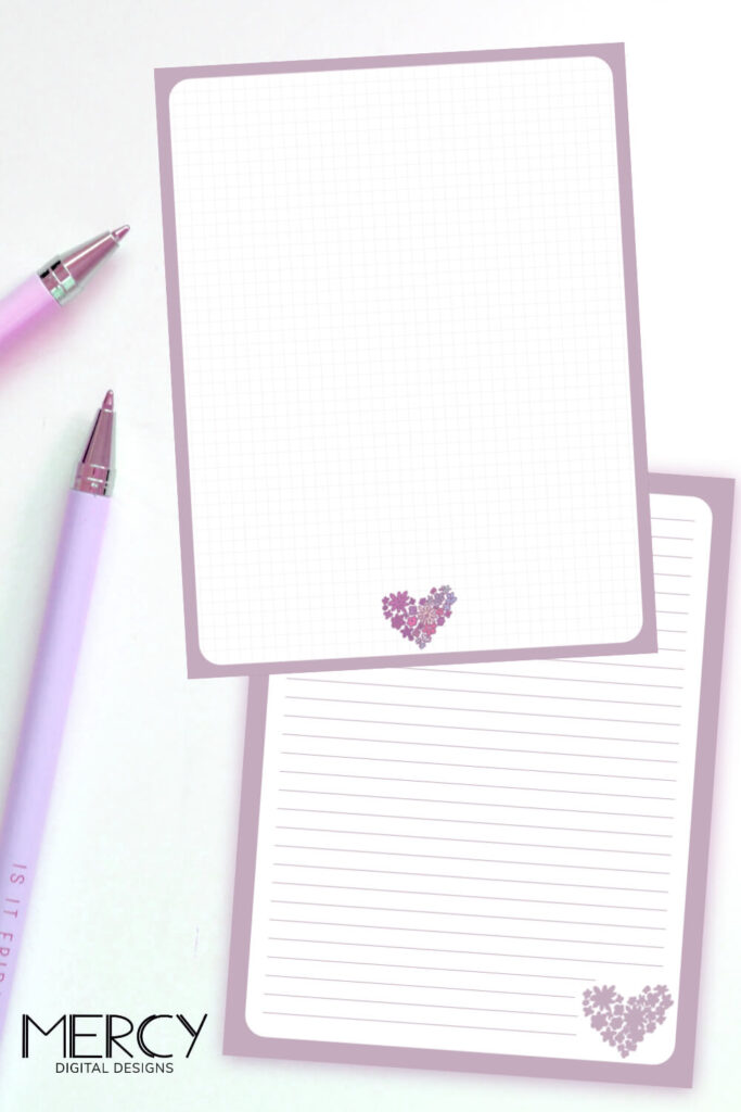 Free Printable Heart Writing Paper Mercy Digital Designs