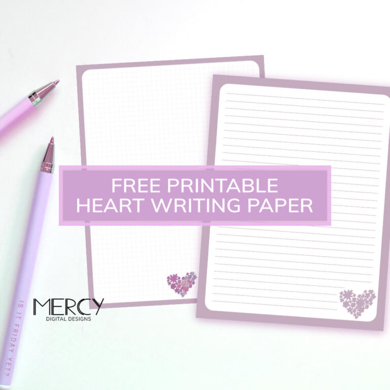Free Printable Heart Writing Paper • Mercy Digital Designs